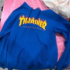 thrasher hoodie blue